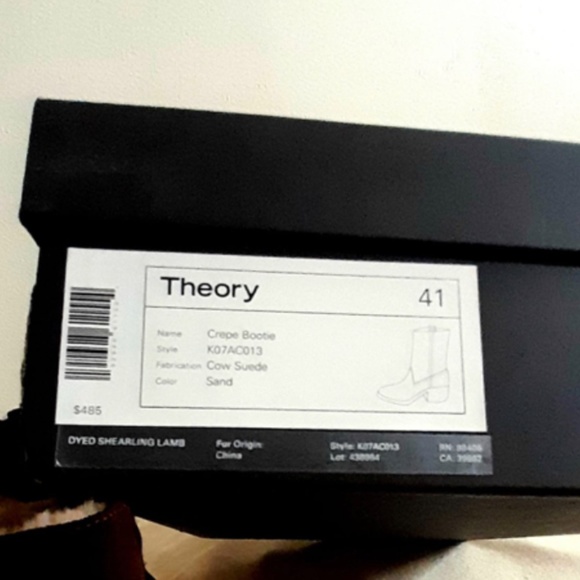 New Theory Crepe Heel Bootie Brown Cow Suede , Dyed Shearling Lamb Sz 41 Italy - Picture 7 of 8